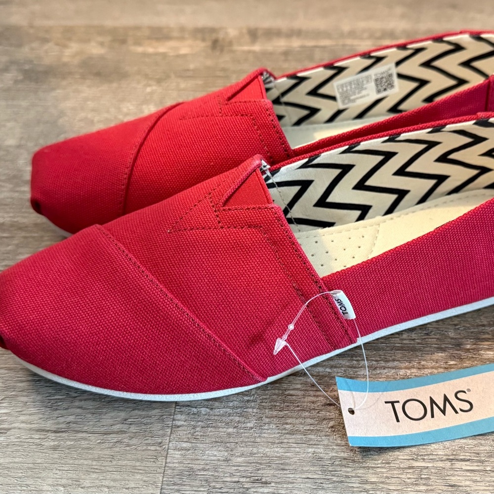 TOMS Vibrant Red Canvas Slip-Ons